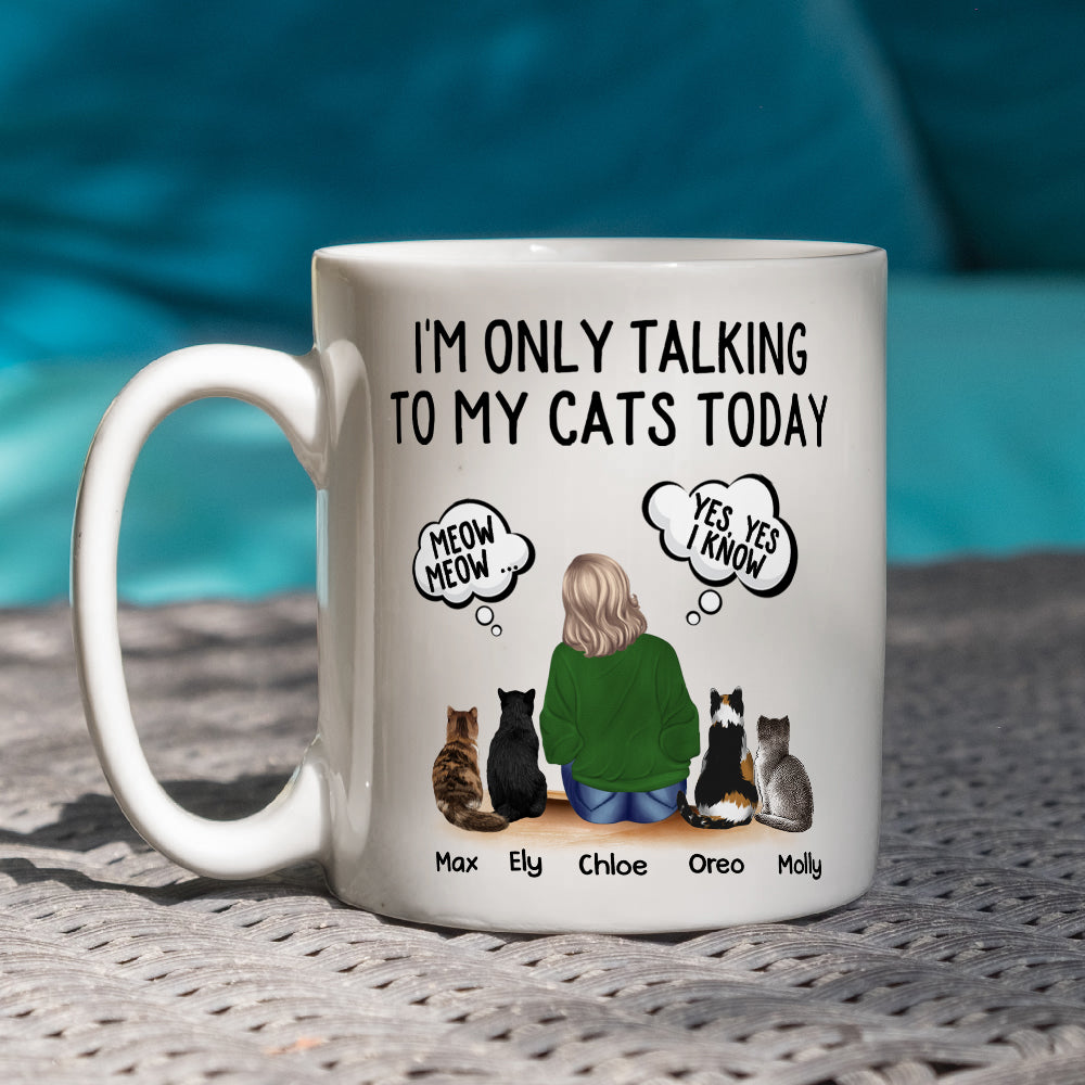 Custom Mother's day Birthday Gifts For Cat Mom, Cat Lovers • Talking To Cats - Personalized Coffee Mug