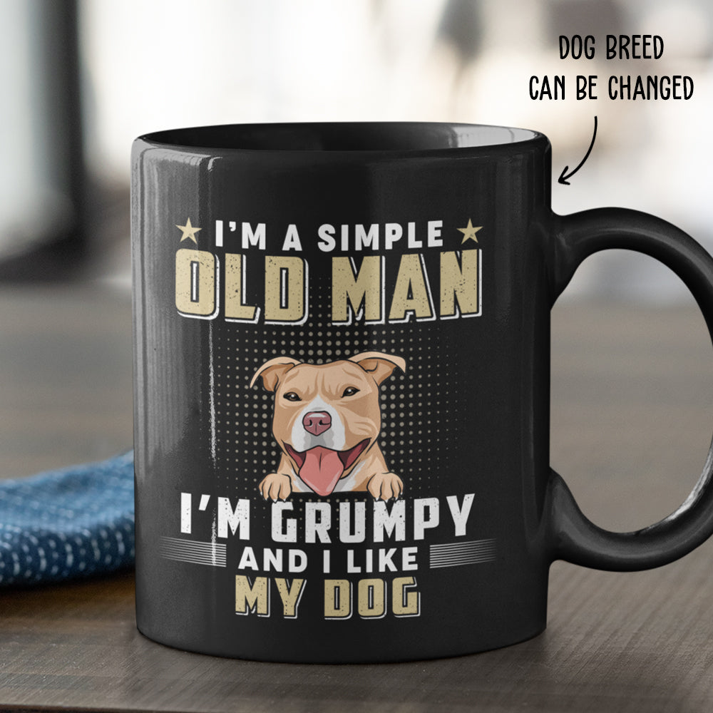 Custom Christmas Birthday Gifts For Dog Dad, Dog Lovers • Simple Old Man - Personalized Coffee Mug