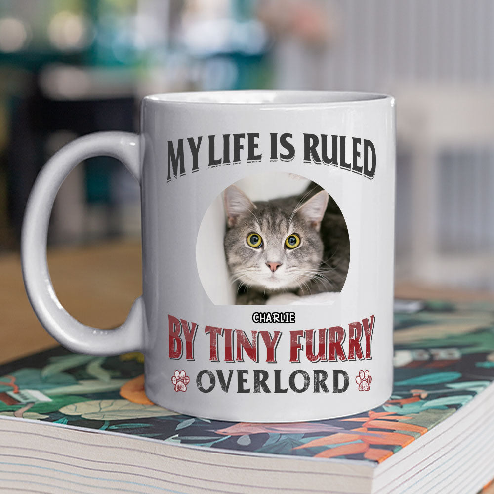 Custom Photo Mother's day Birthday Gifts For Cat Mom, Cat Lovers • Tiny Furry Overlords - Personalized Coffee Mug