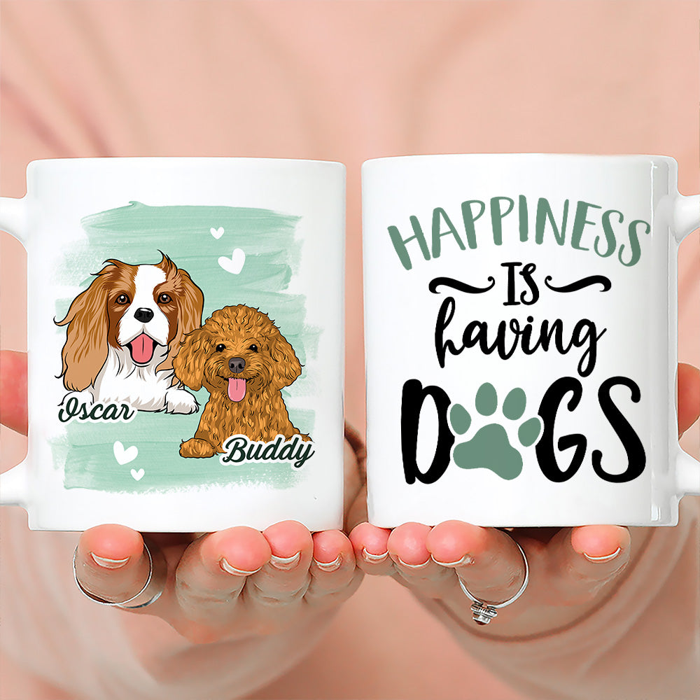 Custom Christmas Birthday Gifts For Dog Lovers • Happiness Is Having A Dog - Personalized Coffee Mug