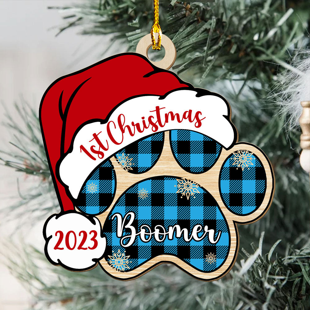Santa Paw - Personalized 1-layered Wood Ornament