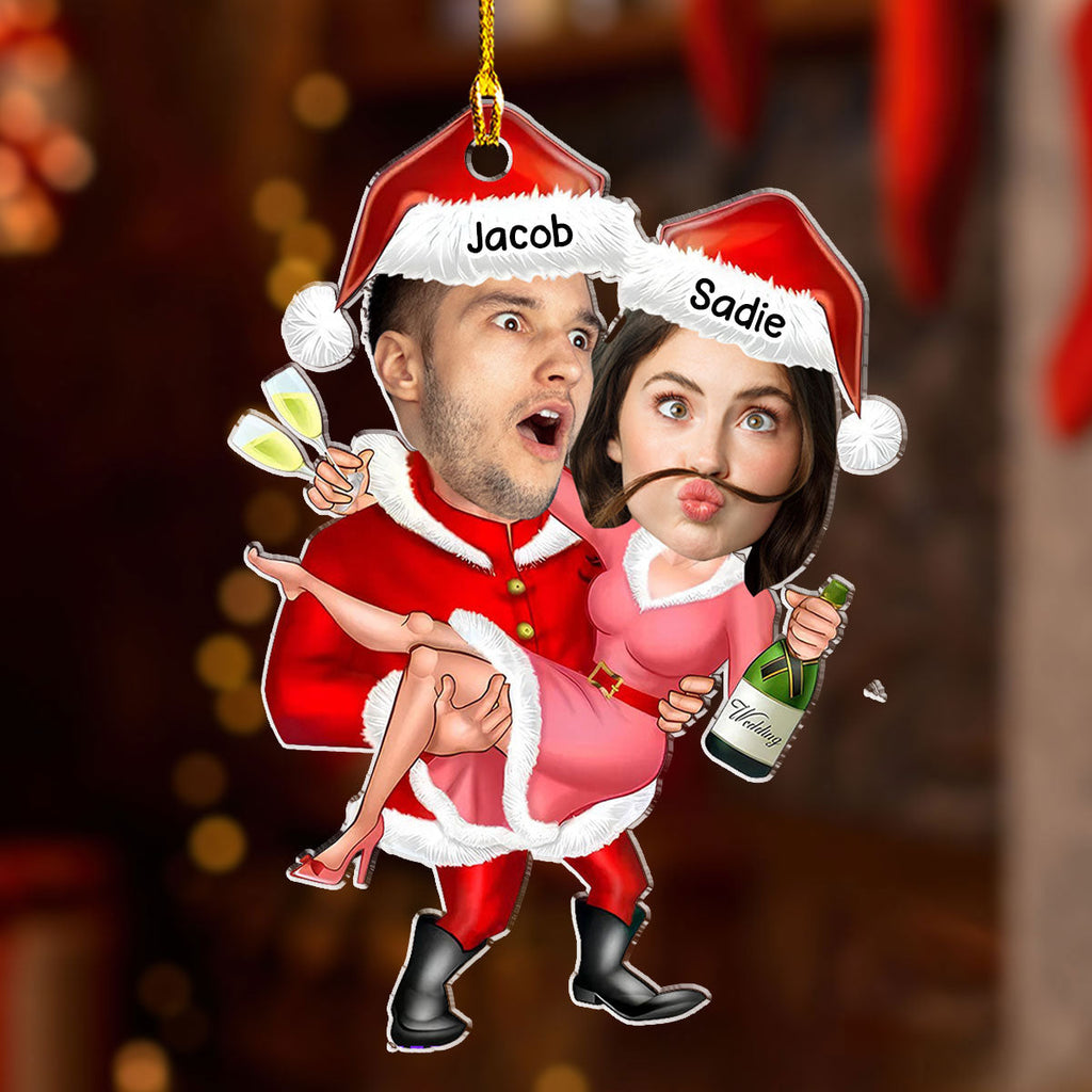 Funny Santa Couple - Personalized Acrylic Ornament