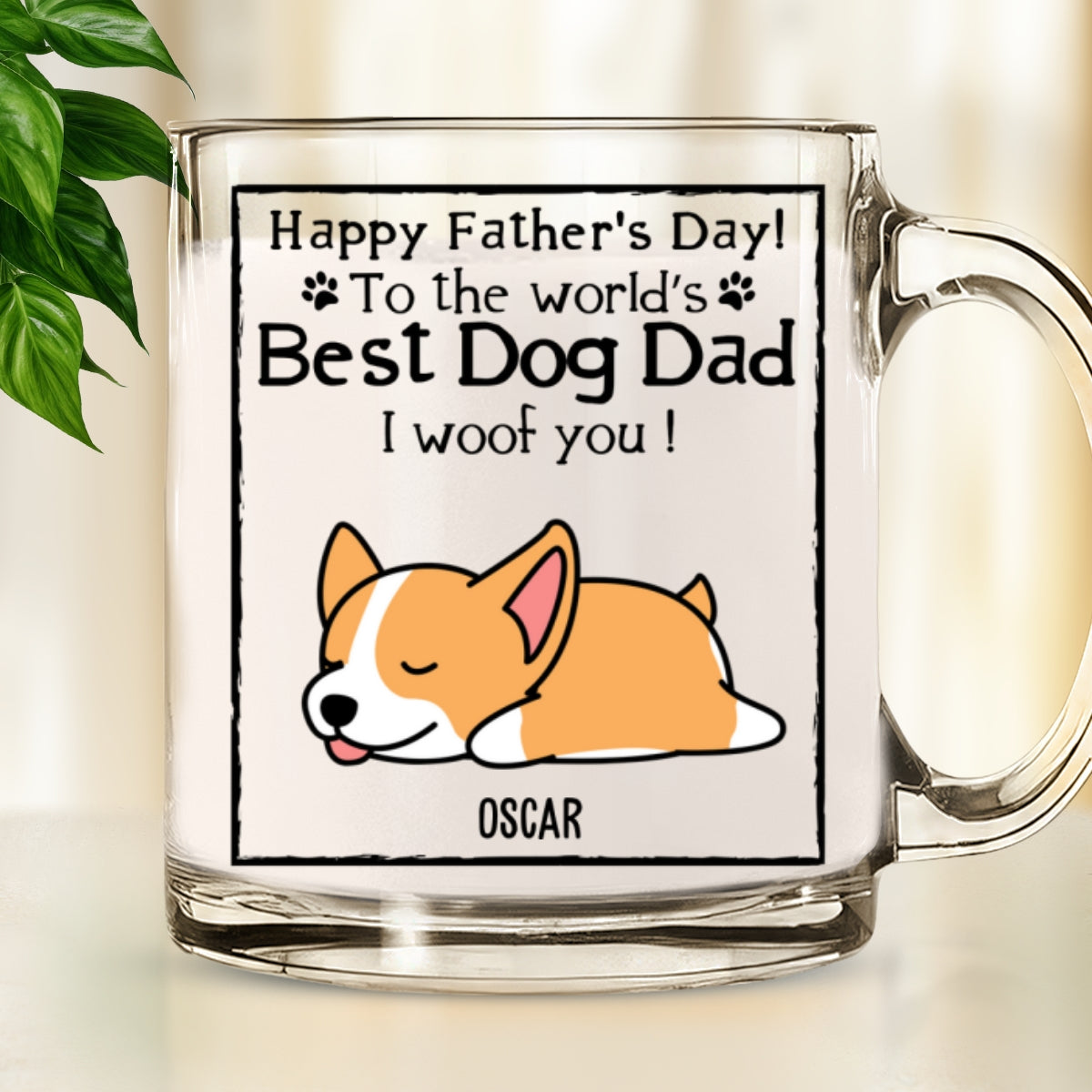 Custom Father's day Birthday Gifts For Dog Dad, Dog Lovers • Happy Dog Dad Mum - Personalized Glass Mug