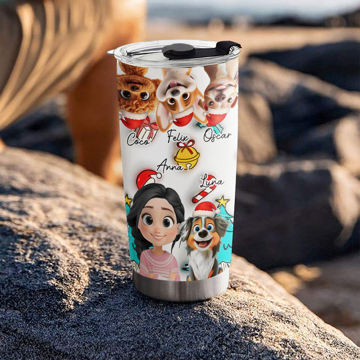 Custom Christmas Birthday Gifts For Dog Mom, Dog Lovers • Santa Is Coming To Us - Personalized Tumbler