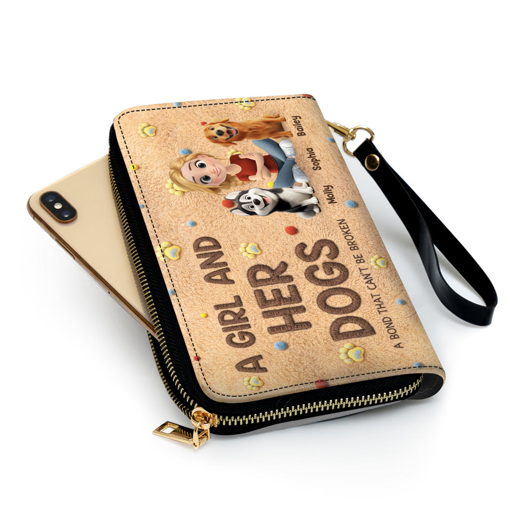 Stuffy Girl And Her Lovely Dogs - Personalized 3D Effect Leather Wallet