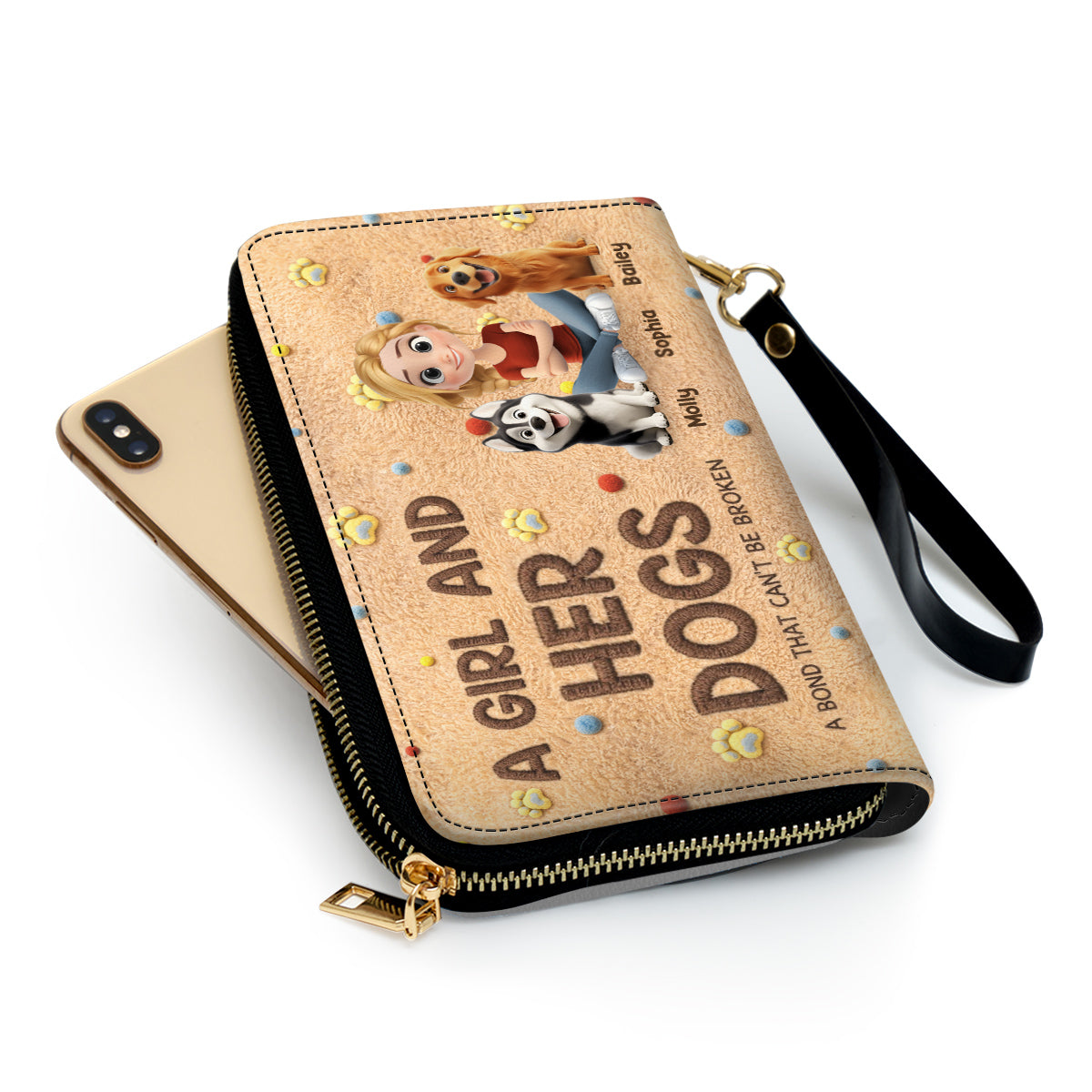 Stuffy Girl And Her Lovely Dogs - Personalized 3D Effect Leather Wallet