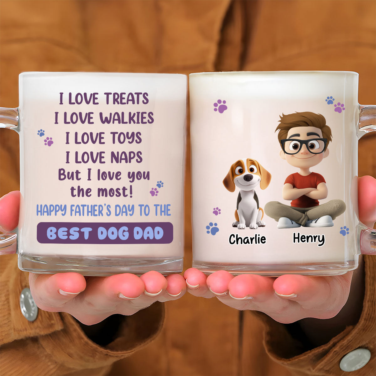 Custom Mother's Father's day Birthday Gifts For Dog Lovers • I Love You The Most Dog Mom Dad - Personalized Glass Mug