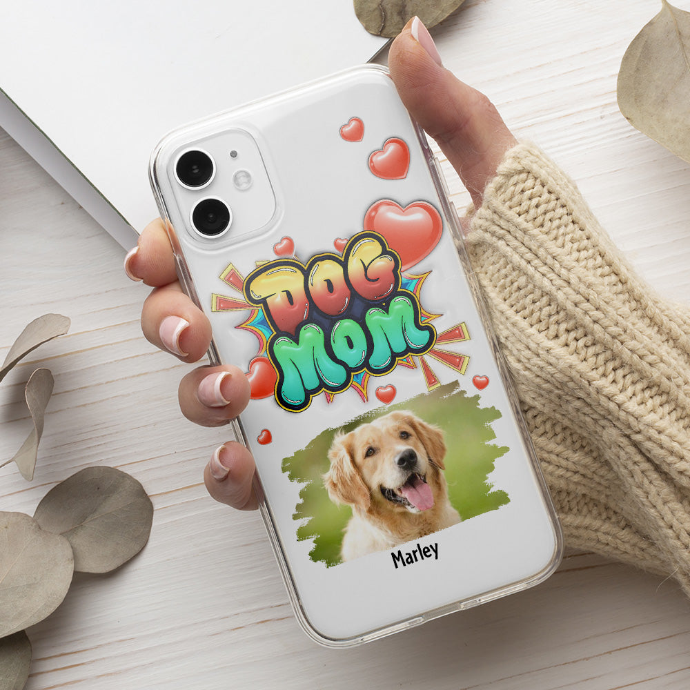 Dog Mom Gradient Photo - Personalized 3D Inflated Effect Phone Case
