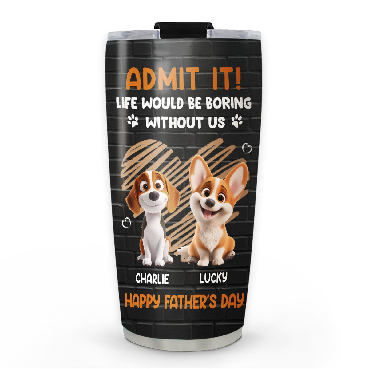 Custom Father's day Birthday Gifts For Dog Dad, Dog Lovers • Admit It Dad Black - Personalized Tumbler