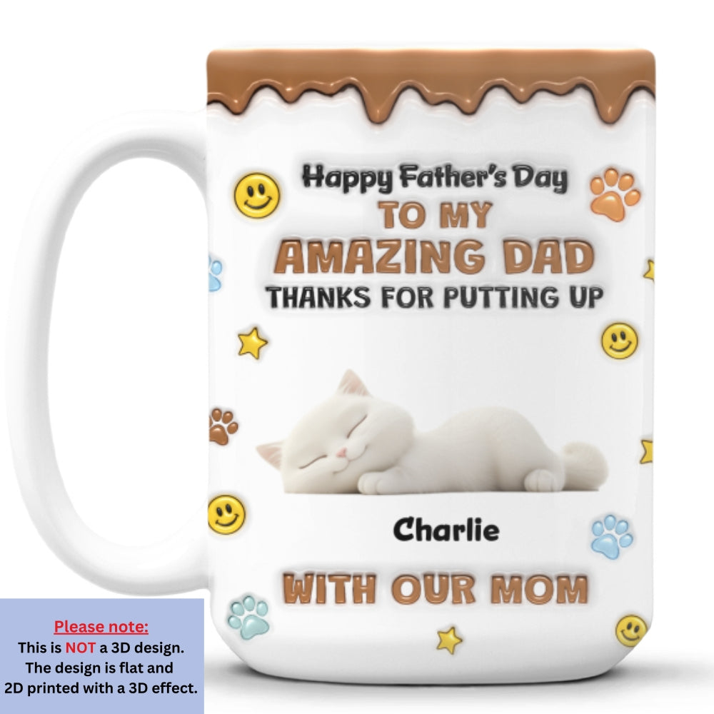 Custom Father's day Birthday Gifts For Cat Dad, Cat Lovers • Thank You For All Things Cat Dad - Personalized 3D Inflated Effect Mug