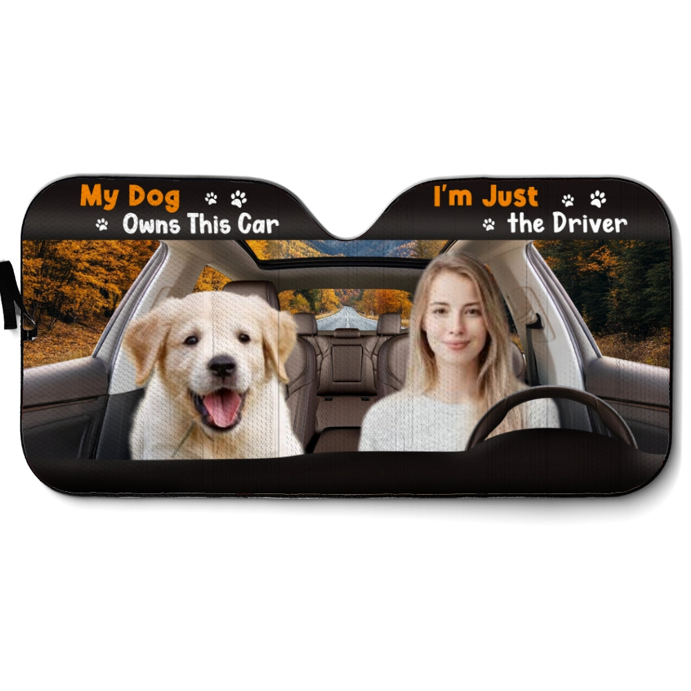 Custom Christmas Birthday Gifts Car Accessories for Dog Parents • My Dog Owns This Car Photo - Personalized Car Sunshade