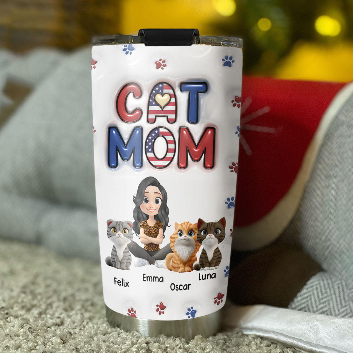 Custom Father's day Birthday Gifts For Cat Dad, Cat Lovers • My Lovely Cat - Personalized 3D Inflated Effect Tumbler