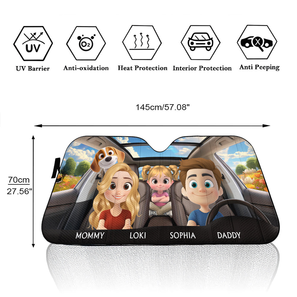 Custom Christmas Birthday Gifts Car Accessories for Dog Parents • Life Is Better With My Dog Family - Personalized Car Sunshade