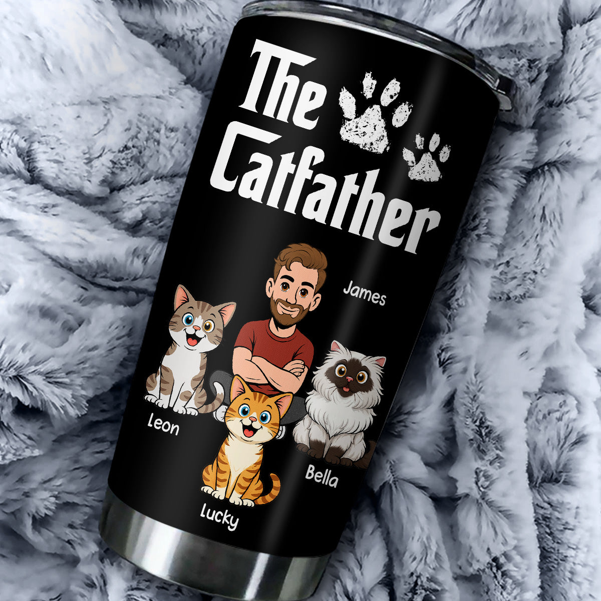 Custom Father's day Birthday Gifts For Cat Dad, Cat Lovers • Cool Cat Father Ver Retro - Personalized Tumbler