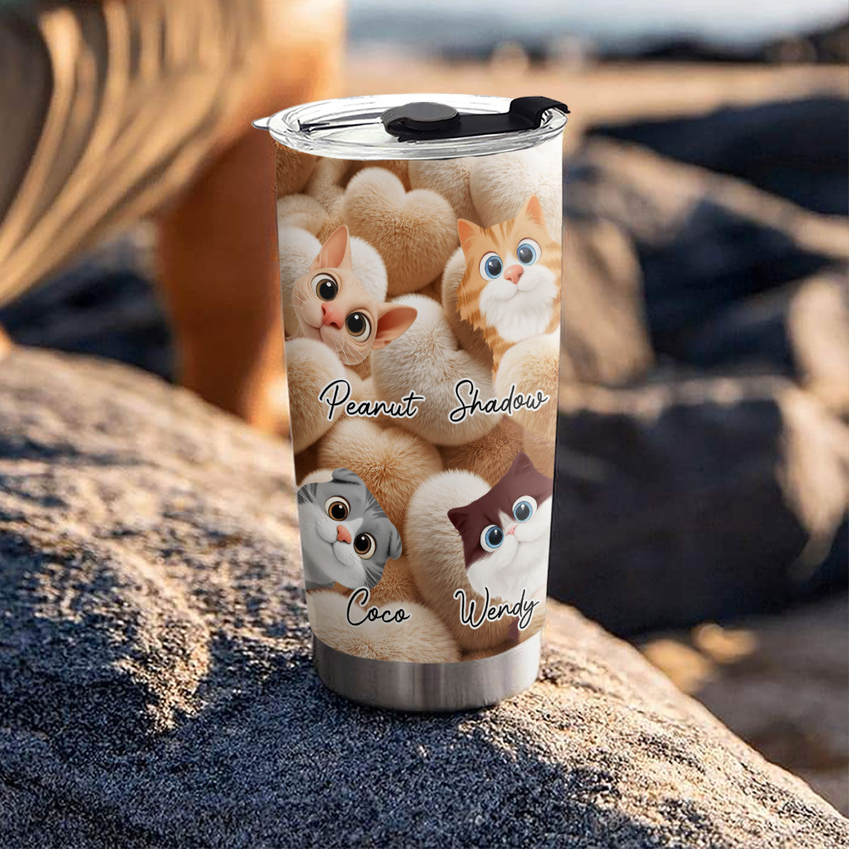 Custom Christmas Birthday Gifts For Cat Mom, Cat Lovers • Love My Cats - Personalized 3D Effect Tumbler
