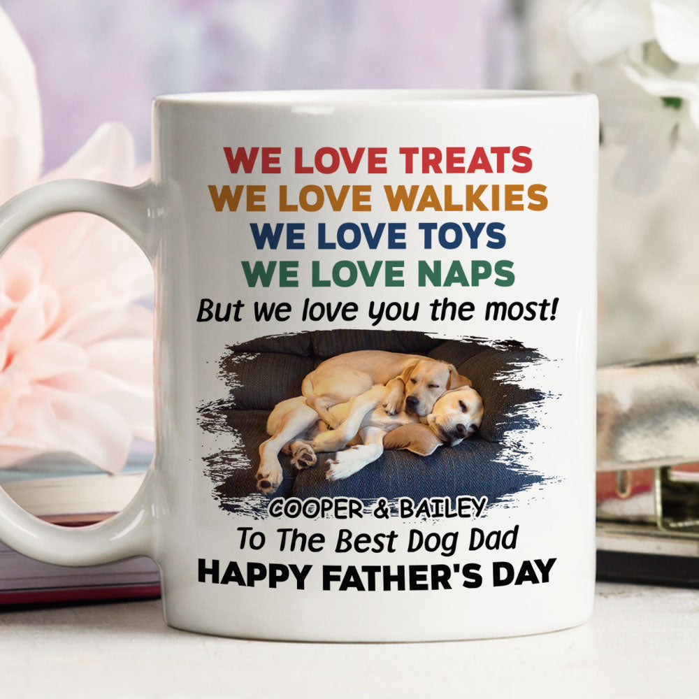 Custom Photo Father's day Birthday Gifts For Dog Dad, Dog Lovers • Love You The Most Dog Photo Version 3 - Personalized Coffee Mug
