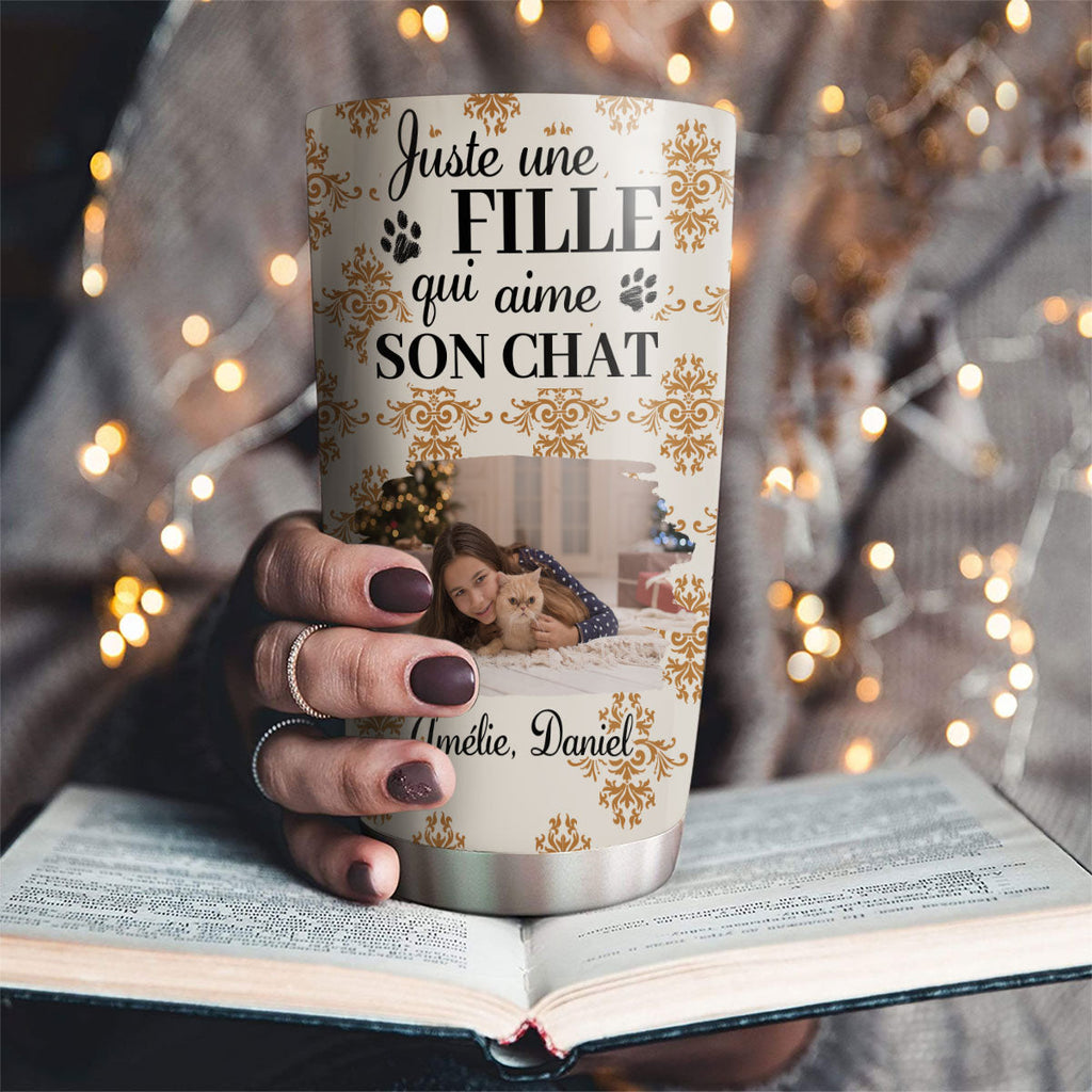 Custom Photo Christmas Birthday Gifts For Pet Mom, Pet Lovers • Gobelet Personnalisé - Chat Citrouille d’Automne Photo