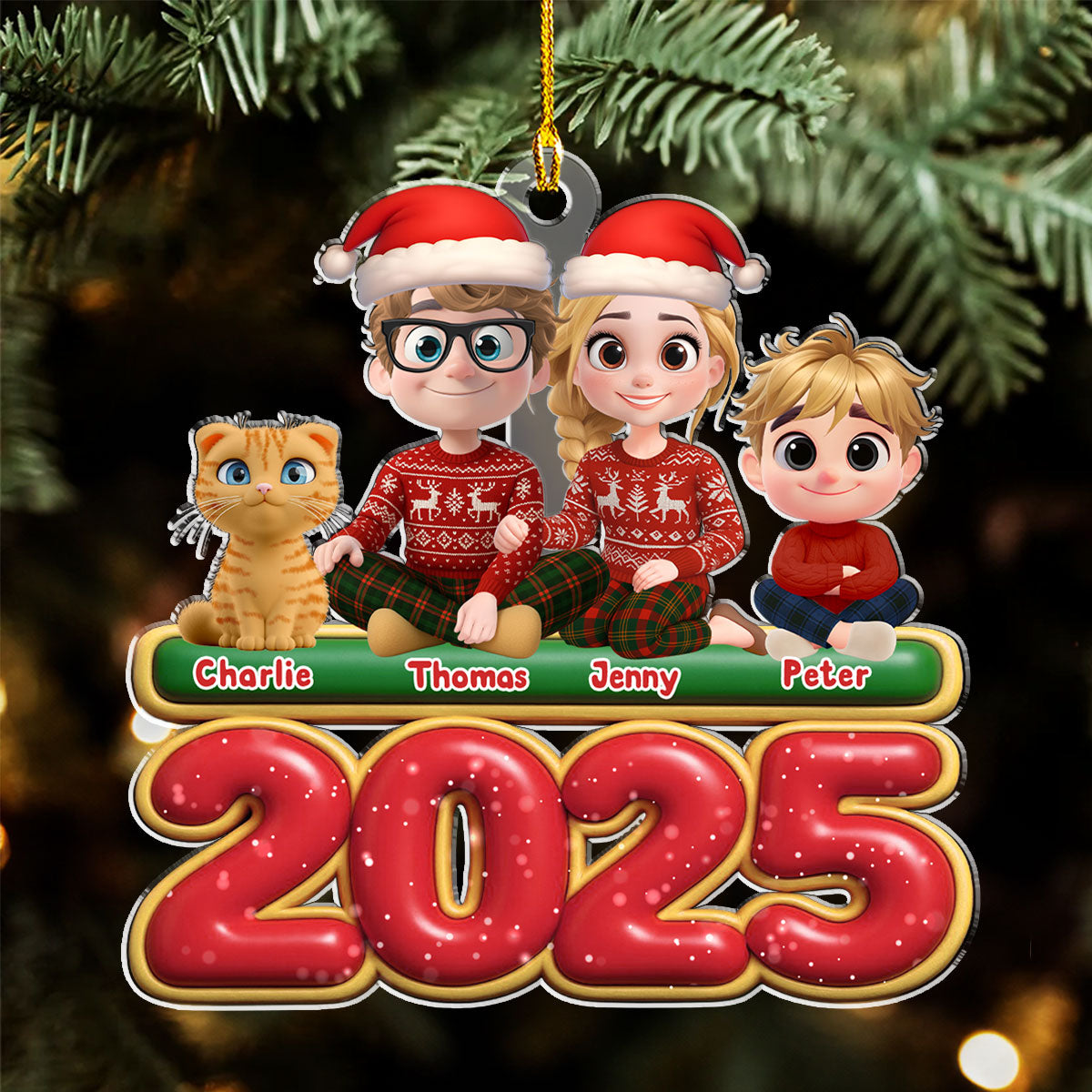 Custom Christmas Decor Home Birthday Gifts For Cat Lovers • We And Our Kids Cat Version - Personalized Acrylic Ornament
