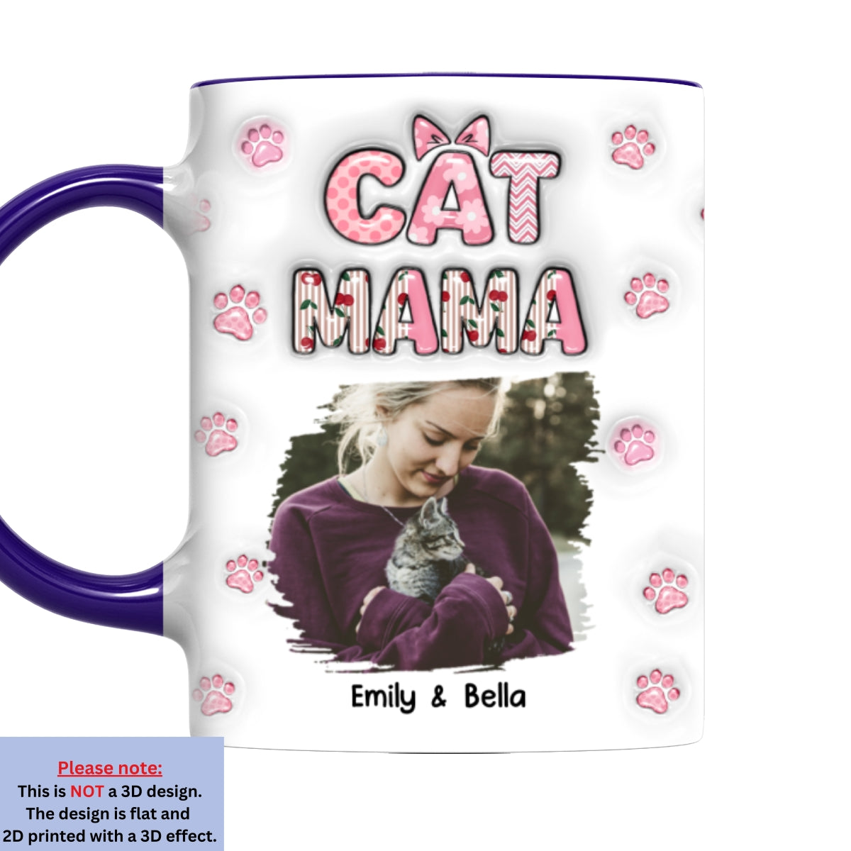 Custom Photo Christmas Birthday Gifts For Cat Mom, Cat Lovers • Cherry On Top Of Cats Photo - Personalized 3D Inflated Effect Accent Mug