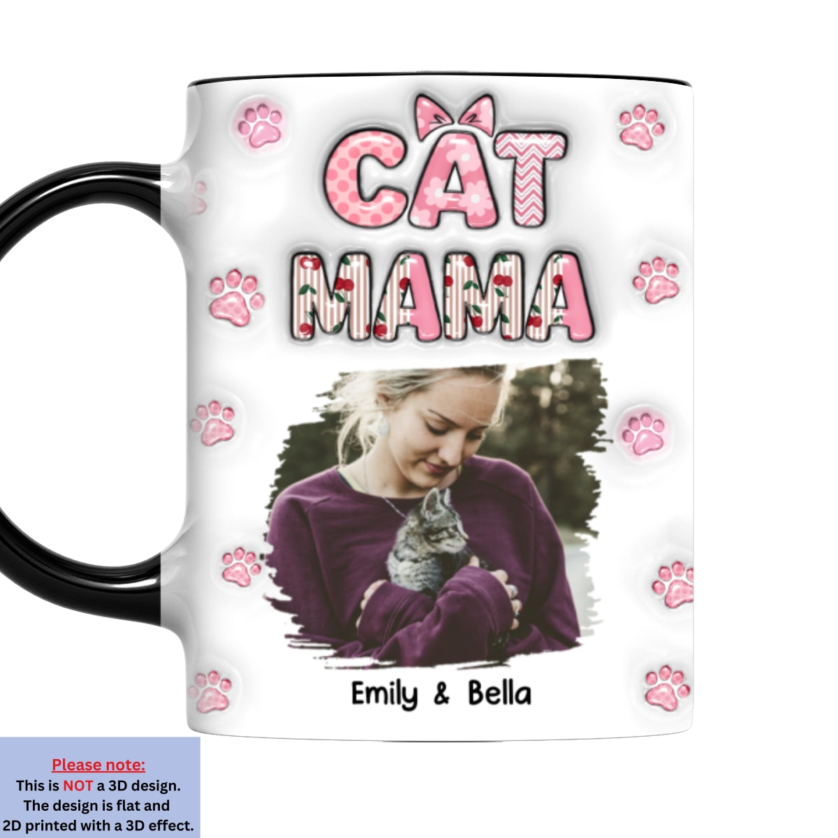 Custom Photo Christmas Birthday Gifts For Cat Mom, Cat Lovers • Cherry On Top Of Cats Photo - Personalized 3D Inflated Effect Accent Mug
