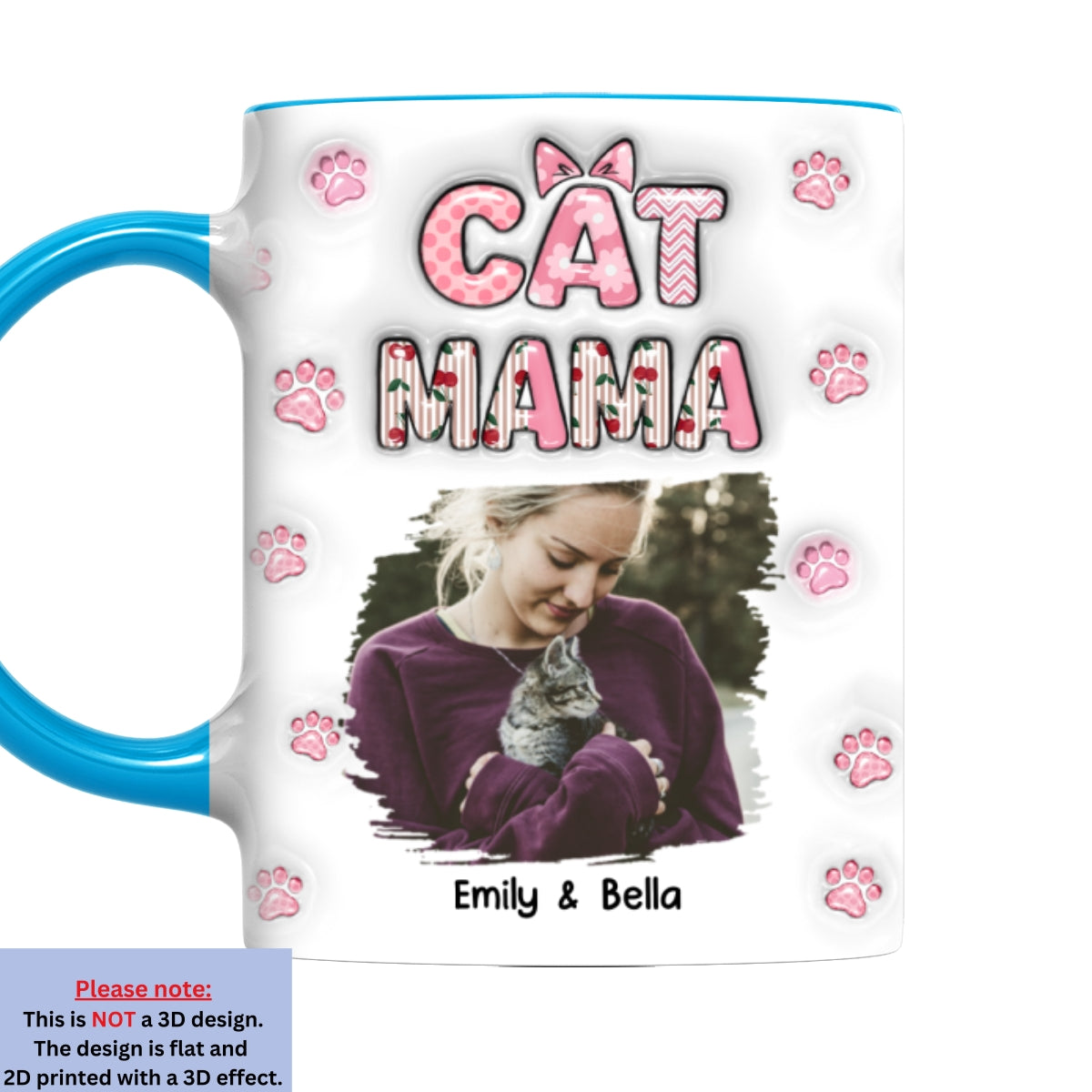 Custom Photo Christmas Birthday Gifts For Cat Mom, Cat Lovers • Cherry On Top Of Cats Photo - Personalized 3D Inflated Effect Accent Mug