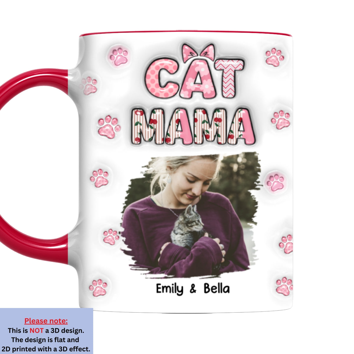 Custom Photo Christmas Birthday Gifts For Cat Mom, Cat Lovers • Cherry On Top Of Cats Photo - Personalized 3D Inflated Effect Accent Mug