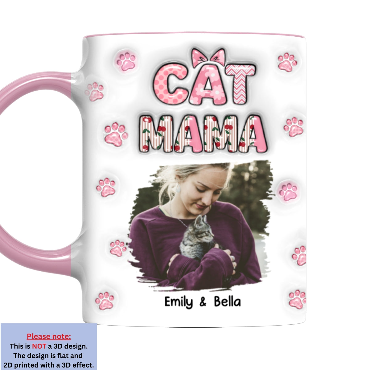 Custom Photo Christmas Birthday Gifts For Cat Mom, Cat Lovers • Cherry On Top Of Cats Photo - Personalized 3D Inflated Effect Accent Mug
