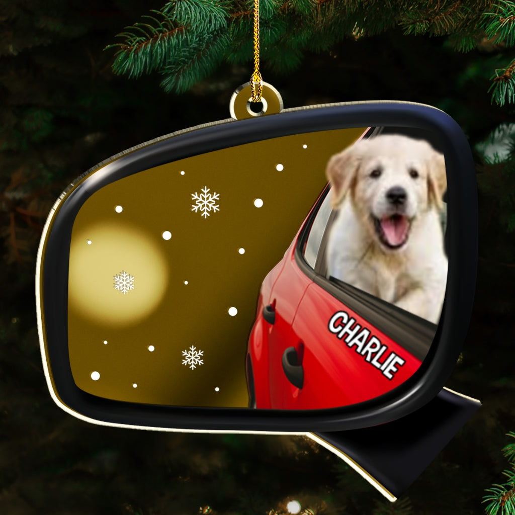 Custom Christmas Decor Home Birthday Gifts For Dog Mom, Dog Lovers • Head Out Window Photo - Personalized Mirrored Acrylic Ornament