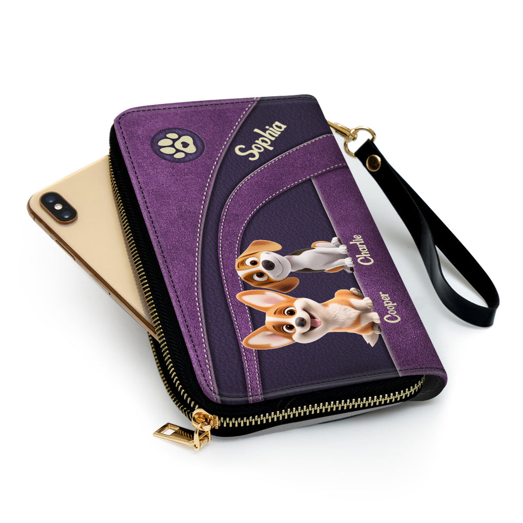 Lovely Baby Dogs Cartoon - Personalized Leather Wallet