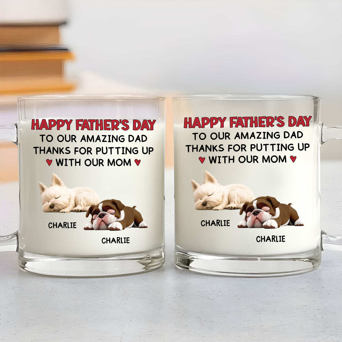 Custom Father's day Birthday Gifts For Dog Dad, Dog Lovers • Putting Up With - Personalized Glass Mug
