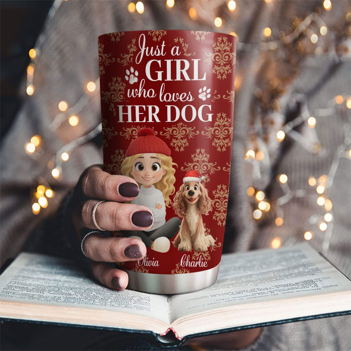 Custom Christmas Birthday Gifts For Dog Mom, Dog Lovers • Toile Dog Cartoon Christmas - Personalized Tumbler
