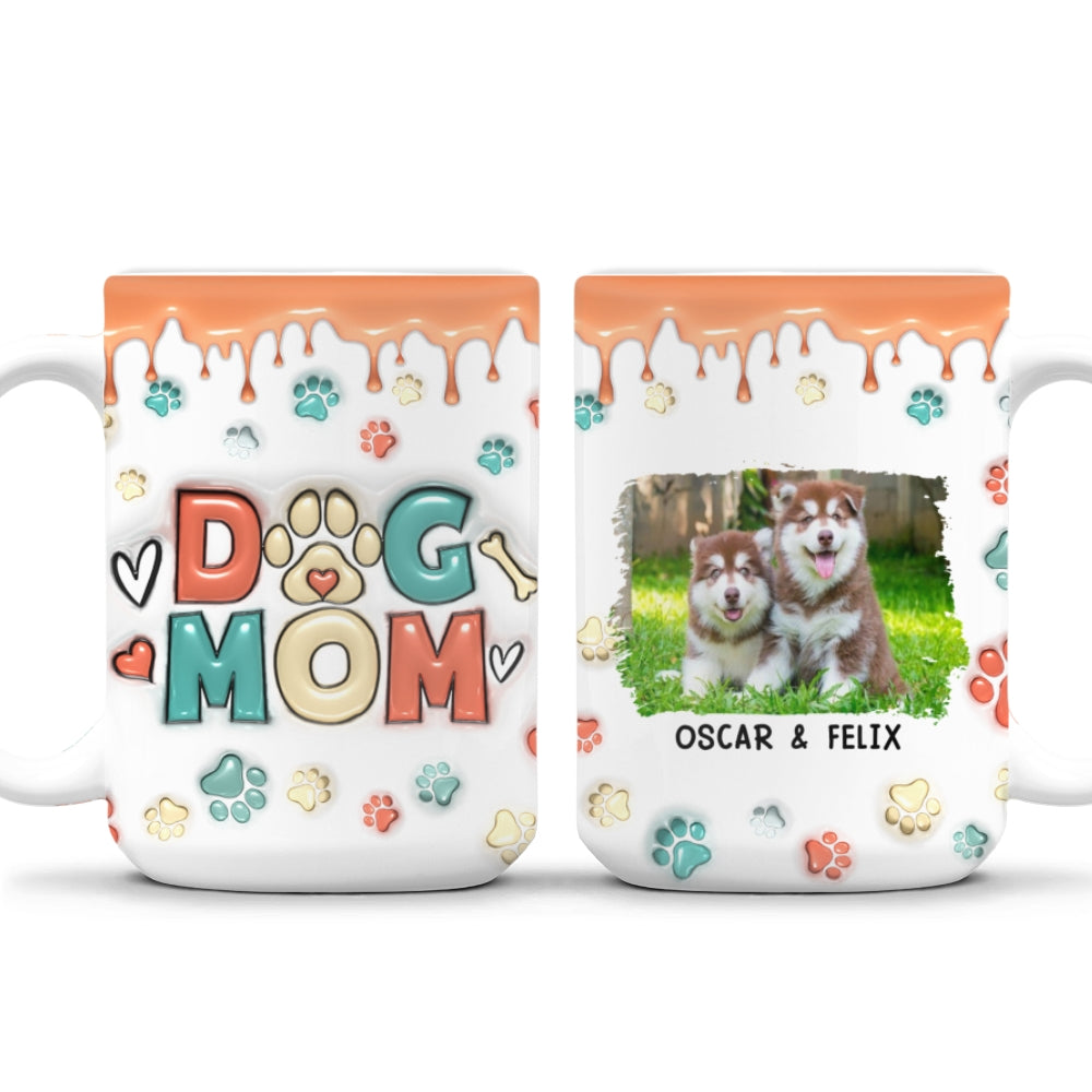 Custom Photo Mother's day Birthday Gifts For Dog Mom, Dog Lovers • Mom Of Dogs Version 2 Photo - Personalized 3D Inflated Effect Mug