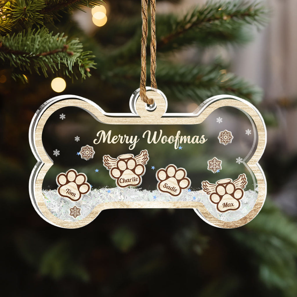 Paw Merry Woofmas - Personalized Acrylic Shaker Ornament