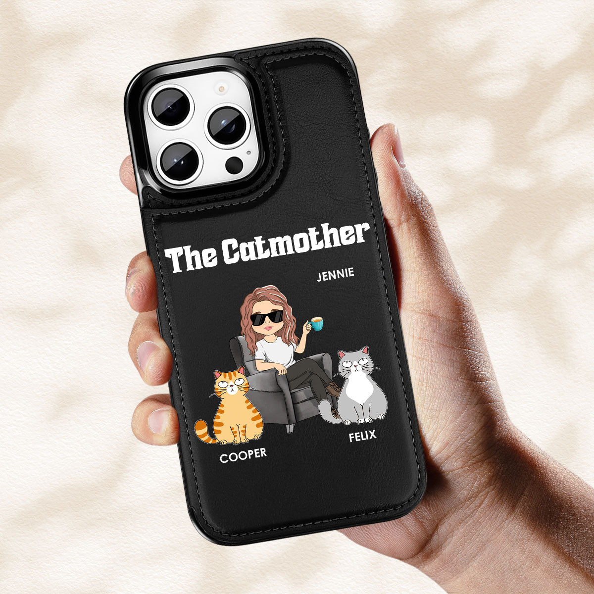 The Catmother - Personalized Leather Phone Case
