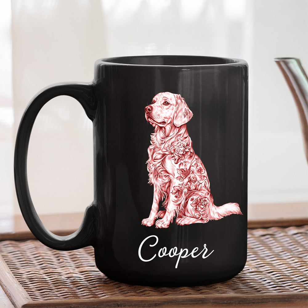 Custom Christmas Birthday Gifts For Dog Mom, Dog Lovers • Chinoiserie Toile Dog - Personalized Coffee Mug