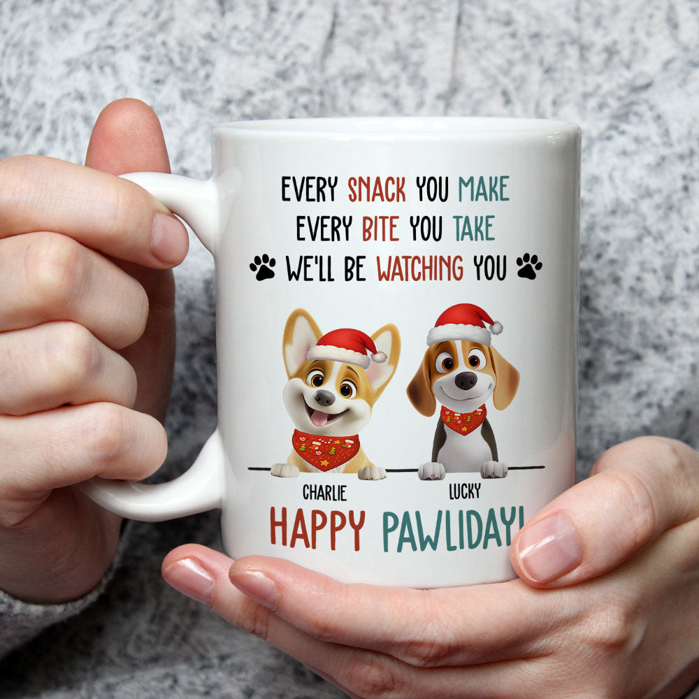 Custom Christmas Birthday Gifts For Dog Lovers • Cartoon Dog Pawliday - Personalized Coffee Mug