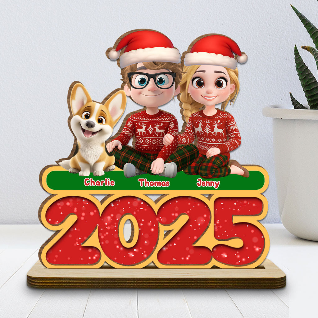 We And Our Dog - Personalized 2-Layer Wood Plaque With Flat Base