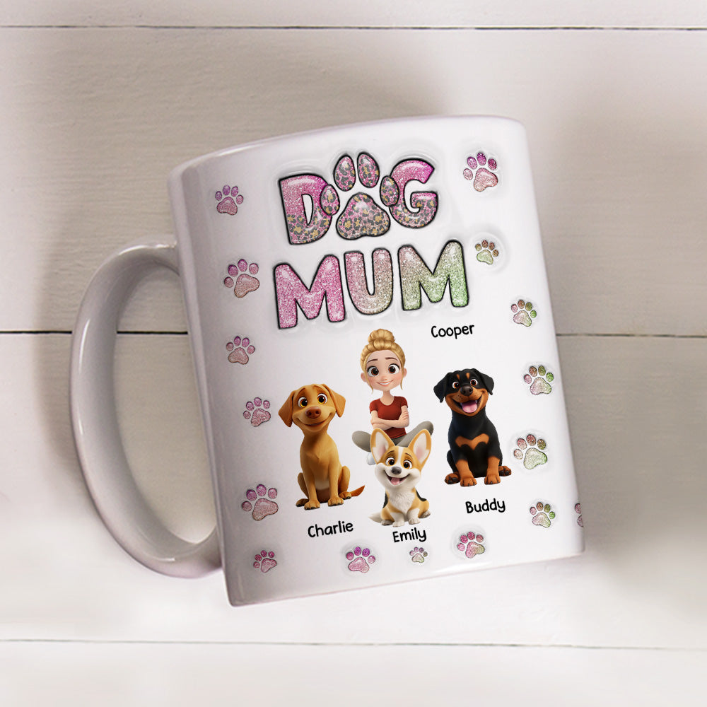 Custom Mother's day Birthday Gifts For Dog Mom, Dog Lovers • Dog Mom Lovely Chibi - Personalized 3D Inflated Effect Mug