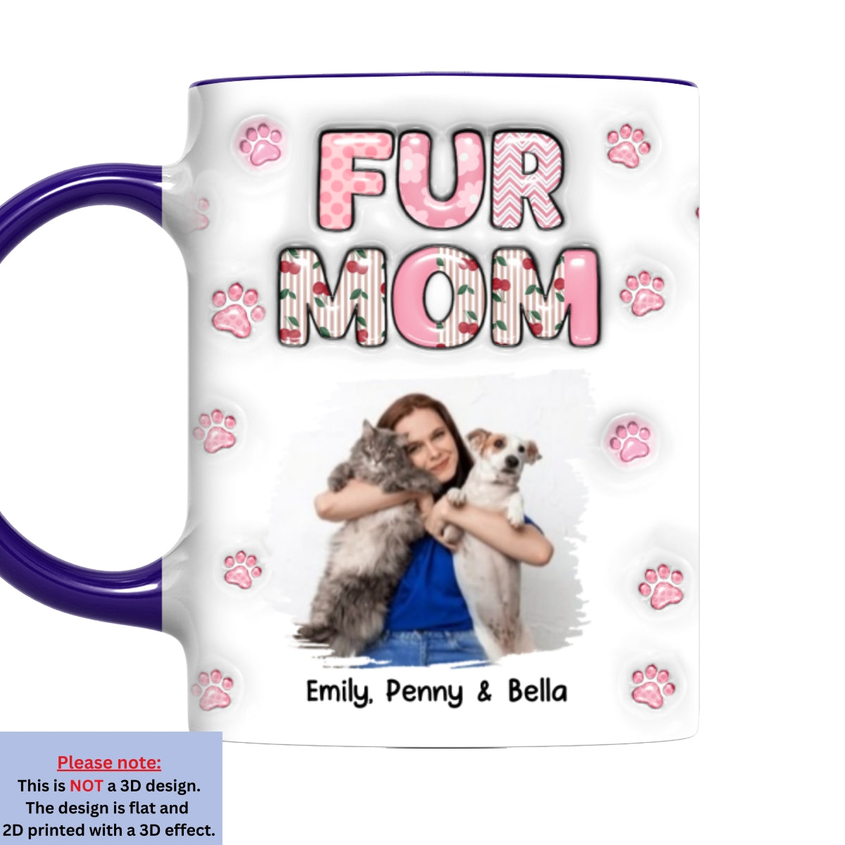 Custom Photo Christmas Birthday Gifts For Pet Mom, Pet Lovers • Cherry On Top Of Us Photo - Personalized 3D Inflated Effect Accent Mug