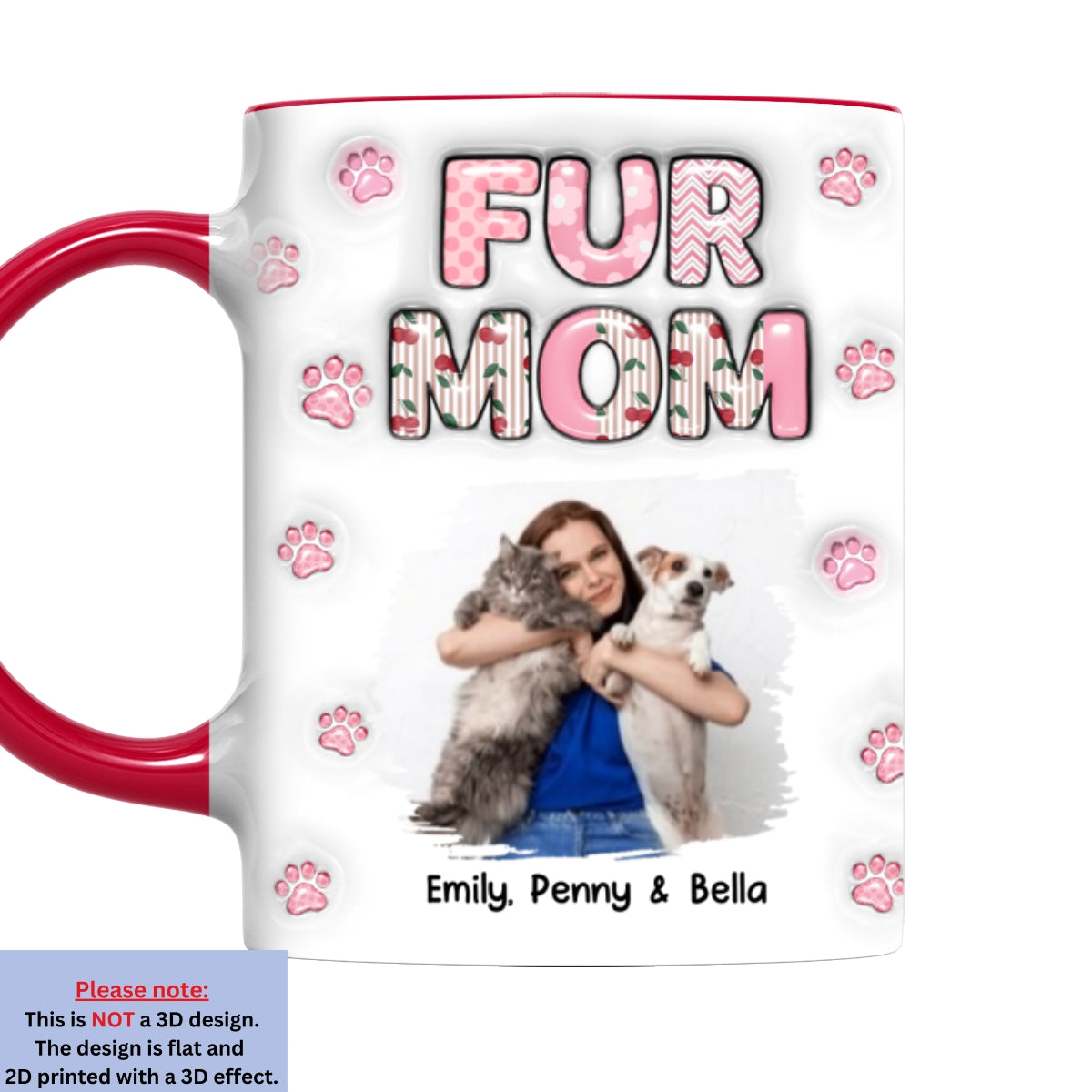 Custom Photo Christmas Birthday Gifts For Pet Mom, Pet Lovers • Cherry On Top Of Us Photo - Personalized 3D Inflated Effect Accent Mug