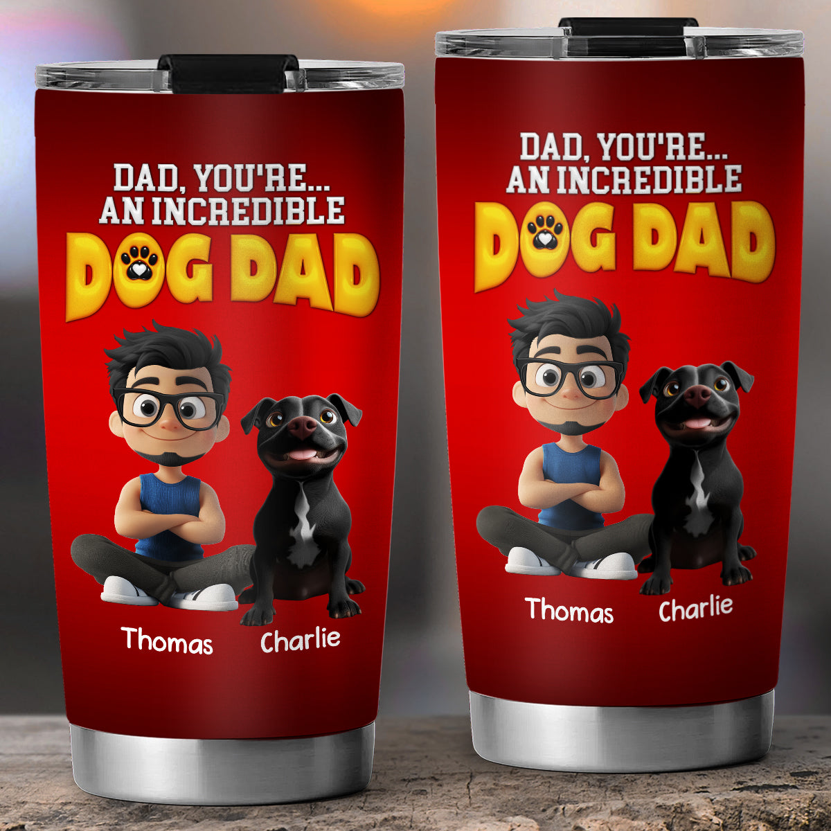 Custom Father's day Birthday Gifts For Dog Dad, Dog Lovers • You Are An Awesome Dog Dad - Personalized 3D Inflated Effect Tumbler