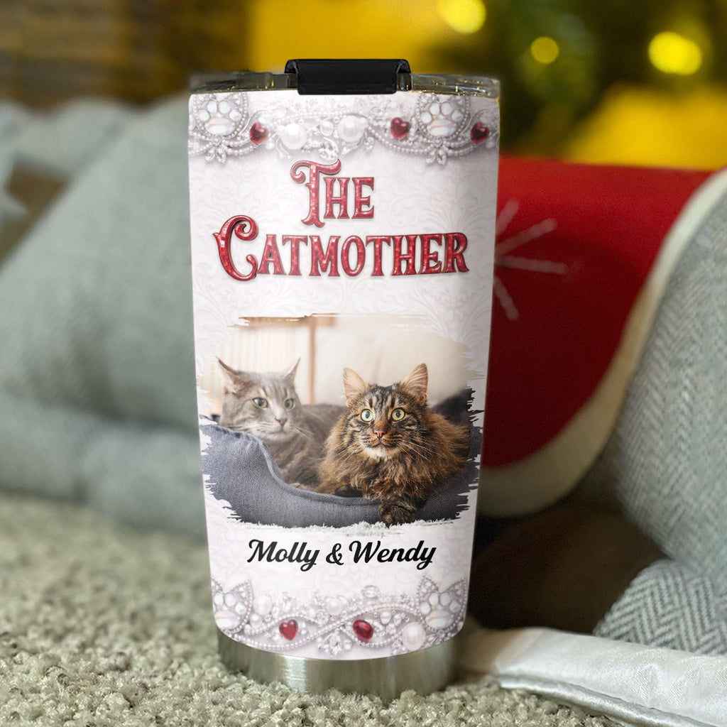 Custom Photo Christmas Birthday Gifts For Cat Mom, Cat Lovers • Cat Sparkling Gems Photo - Personalized 3D Effect Tumbler