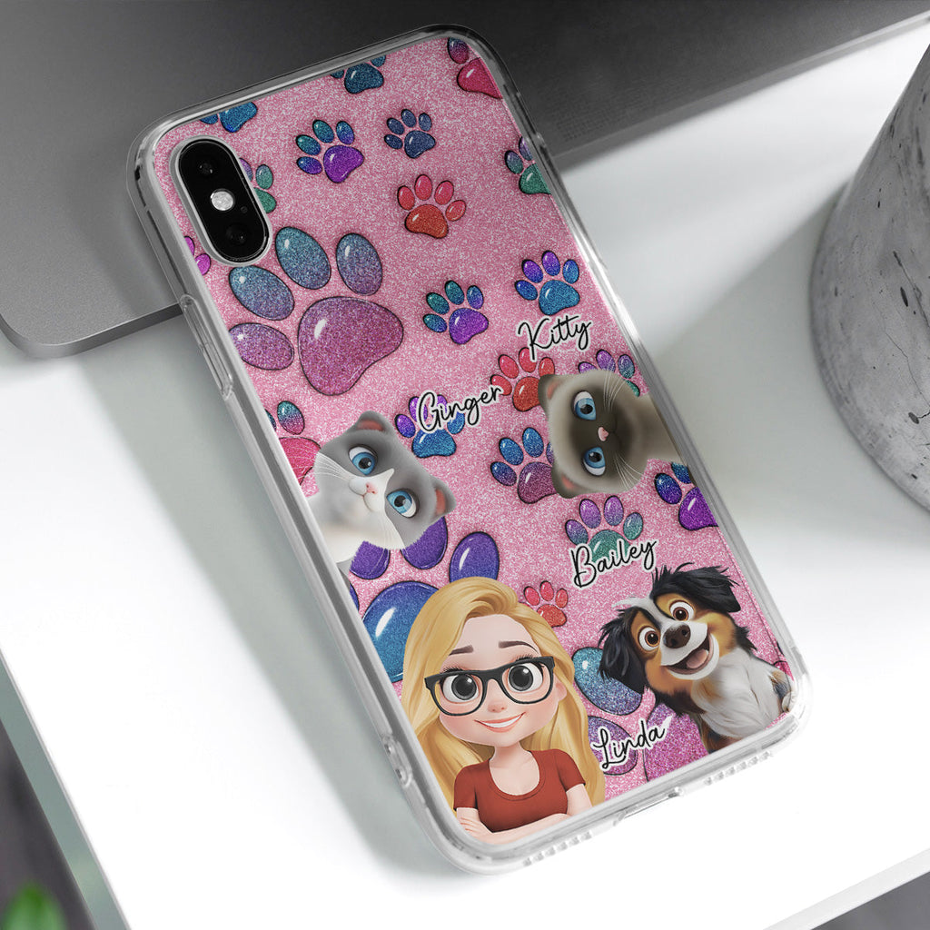 Glittery Paw Mom Pet Ver - Personalized Phone Case