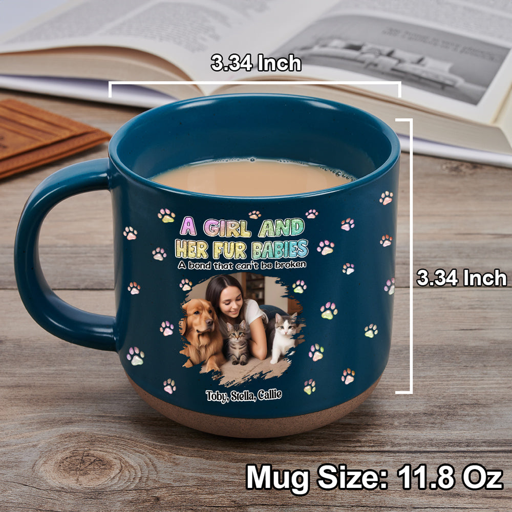 Custom Photo Christmas Birthday Gifts For Pet Mom, Pet Lovers • A Girl And Her Fur Babies Photo - Personalized Pottery Mug
