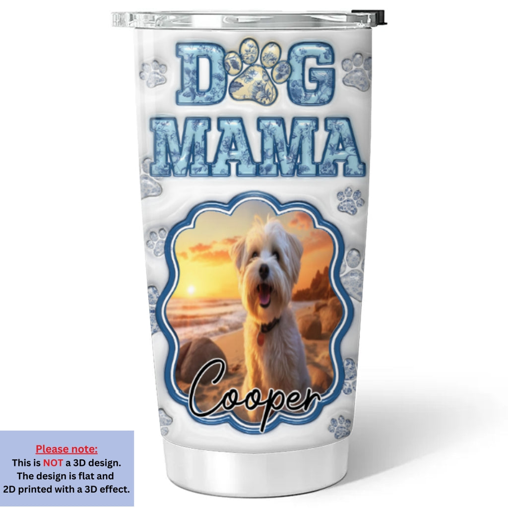 Custom Photo Christmas Birthday Gifts For Dog Mom, Dog Lovers • Paint Me Blue Photo - Personalized 3D Inflated Effect Tumbler