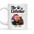 Custom Photo Father's day Birthday Gifts For Cat Dad, Cat Lovers • White Cool Cat Father Photo - Personalized Coffee Mug