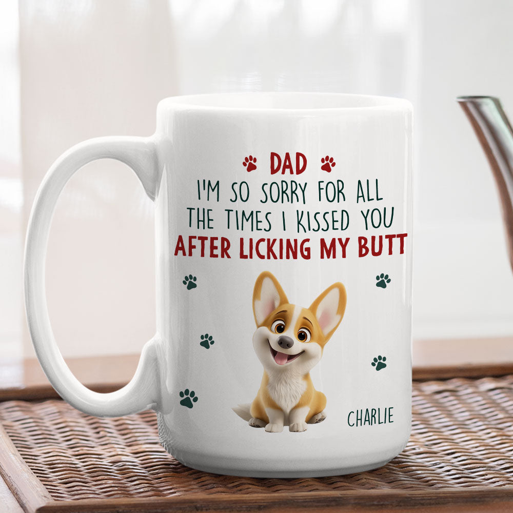 Custom Christmas Birthday Gifts For Dog Lovers • Sorry Mom Dad Cartoon - Personalized Coffee Mug