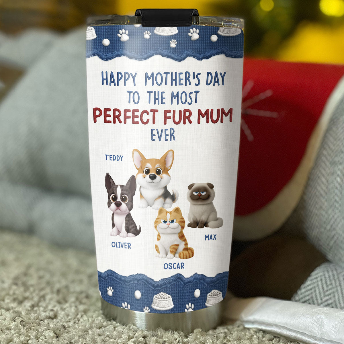 Custom Christmas Birthday Gifts For Pet Mom, Pet Lovers • Amazing Fur Mom Version 2 - Personalized Tumbler