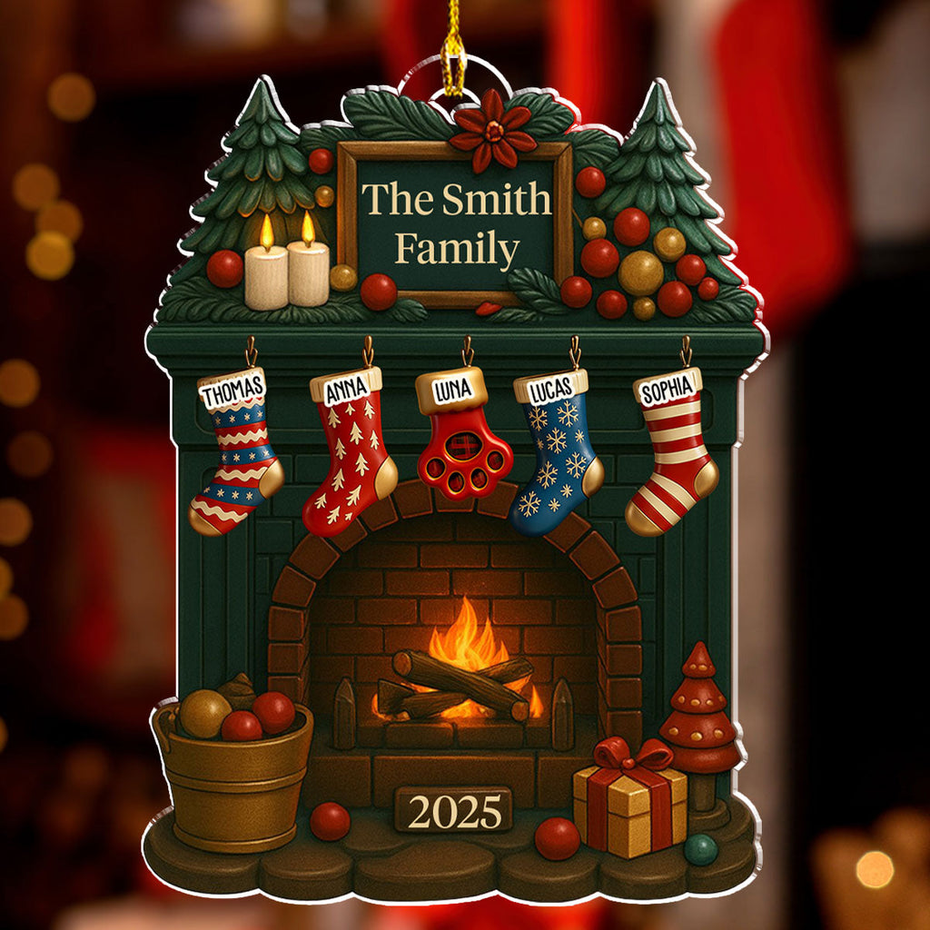 Family Fireplace - Personalized Acrylic Ornament