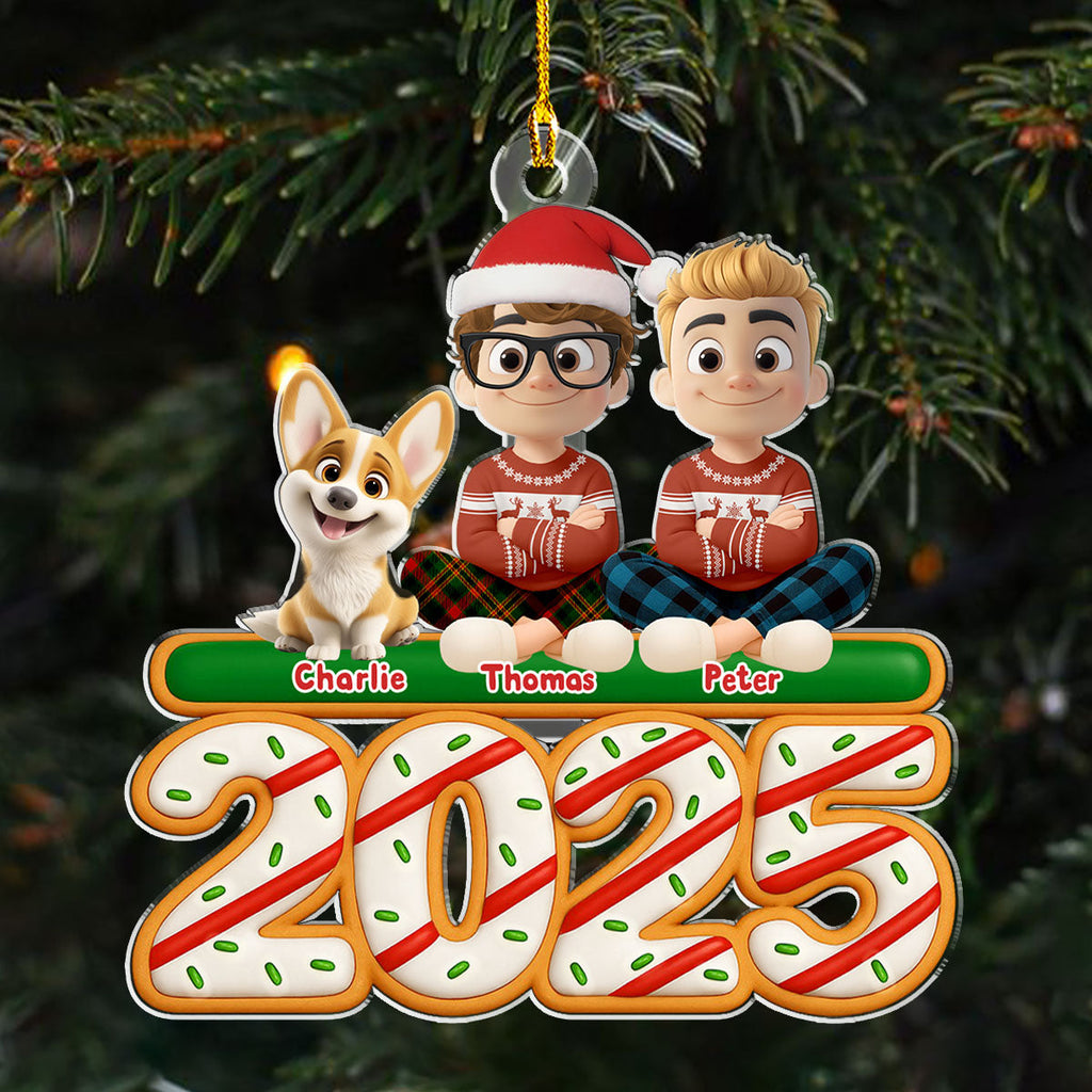 Custom Christmas Decor Home Birthday Gifts For Dog Lovers • Couple And Dog Tree Cake - Personalized Acrylic Ornament